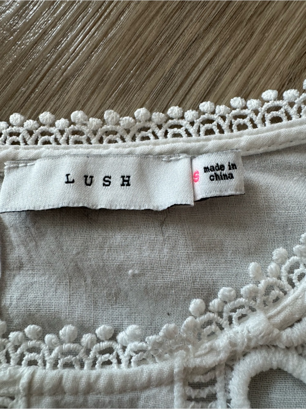 Lush White Eyelet Lace Blouse Small Boho Peasant Smocked Waist Romantic Cottage - Picture 9 of 11